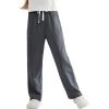 imageRolanko Girls Wide Leg Sweatpants Straight Pants for Kids Girls Trousers with Pockets Sweats 414 YearsDarkgrey