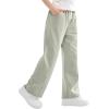 imageRolanko Girls Wide Leg Sweatpants Straight Pants for Kids Girls Trousers with Pockets Sweats 414 YearsGraygreen
