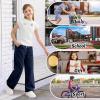 imageRolanko Girls Wide Leg Sweatpants Straight Pants for Kids Girls Trousers with Pockets Sweats 414 YearsNavywhite