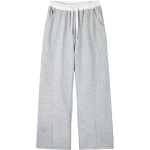 imageRolanko Girls Wide Leg Sweatpants Straight Pants for Kids Girls Trousers with Pockets Sweats 414 YearsGraywhite