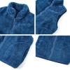 imageRolanko Girls Sherpa Fleece Vest Warm Fuzzy Full Zip Sleeveless Jacket Kids Soft Cozy Outerwear with PocketsDarkblue