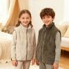 imageRolanko Girls Sherpa Fleece Vest Warm Fuzzy Full Zip Sleeveless Jacket Kids Soft Cozy Outerwear with PocketsLightbrown