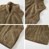 imageRolanko Girls Sherpa Fleece Vest Warm Fuzzy Full Zip Sleeveless Jacket Kids Soft Cozy Outerwear with PocketsLightbrown