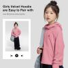imageRolanko Girls Hoodies Fleece Sweatshirts Long Sleeve Cozy lightweight Pullover Tops with Pocket Kids Warm Velvet OutwearBeanred