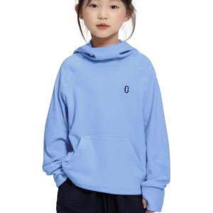 imageRolanko Girls Hoodies Fleece Sweatshirts Long Sleeve Cozy lightweight Pullover Tops with Pocket Kids Warm Velvet OutwearBlue