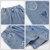 imageRolanko Girls Baggy Jeans Distressed Denim Pants Elastic Waist Wide Leg Jeans for Girls Kids Loose Fit 414 YearsBluehairyheart