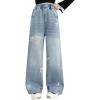 imageRolanko Girls Baggy Jeans Distressed Denim Pants Elastic Waist Wide Leg Jeans for Girls Kids Loose Fit 414 YearsBigbow