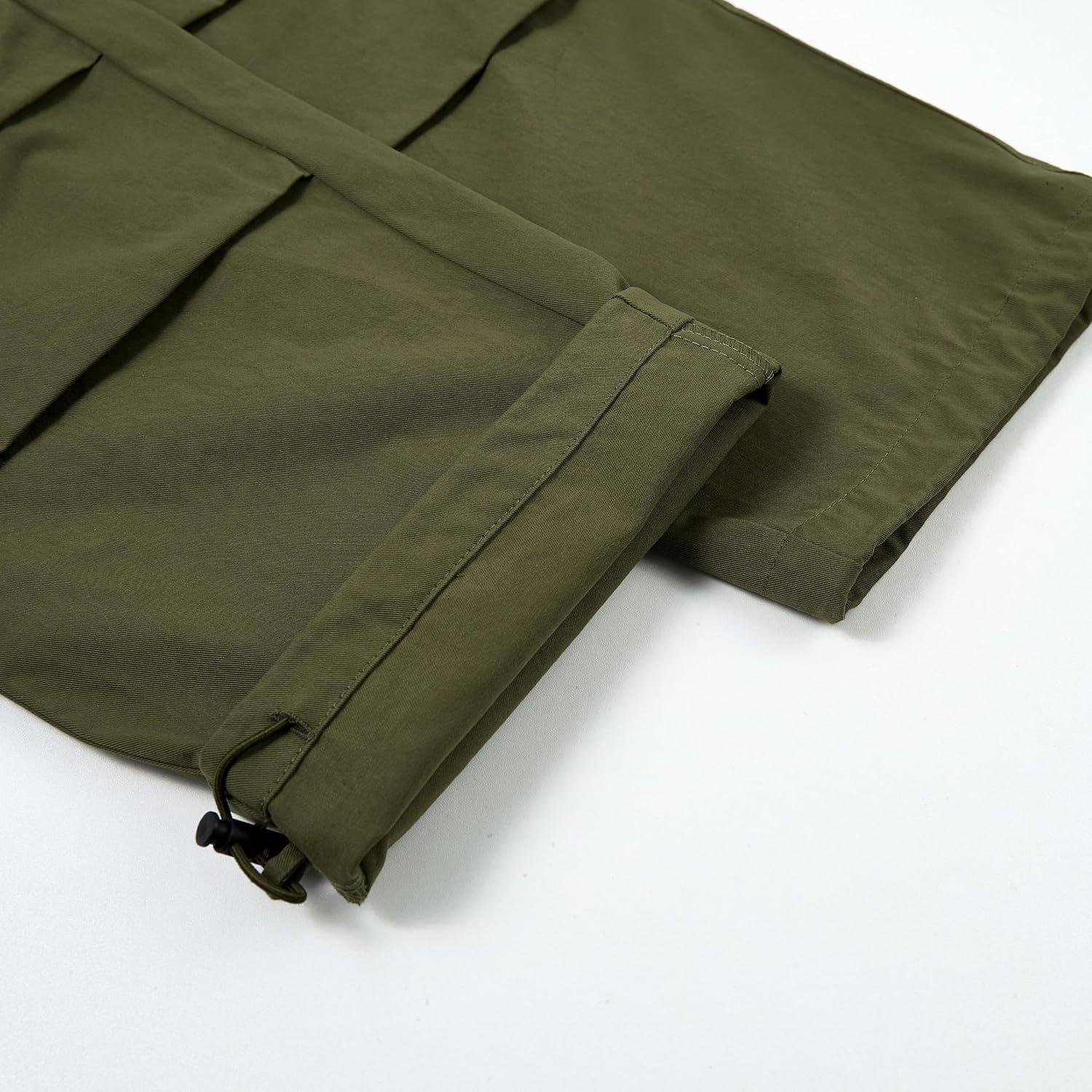 imageRolanko Boys Baggy Cargo Pants with Pockets Loose Hiking Pants Elastic Cargo Jogger Trousers for Outdoor Casual School 615YArmygreen