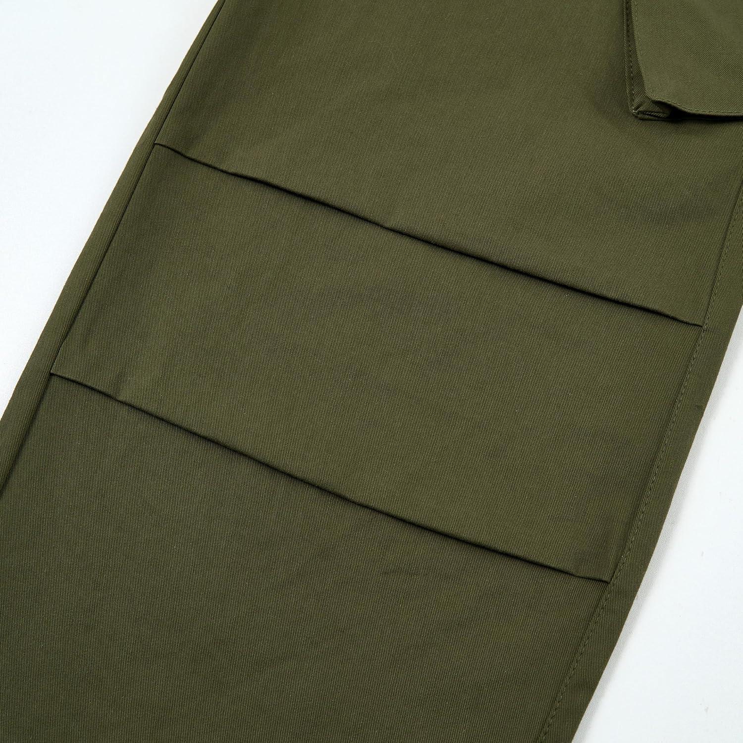 imageRolanko Boys Baggy Cargo Pants with Pockets Loose Hiking Pants Elastic Cargo Jogger Trousers for Outdoor Casual School 615YArmygreen