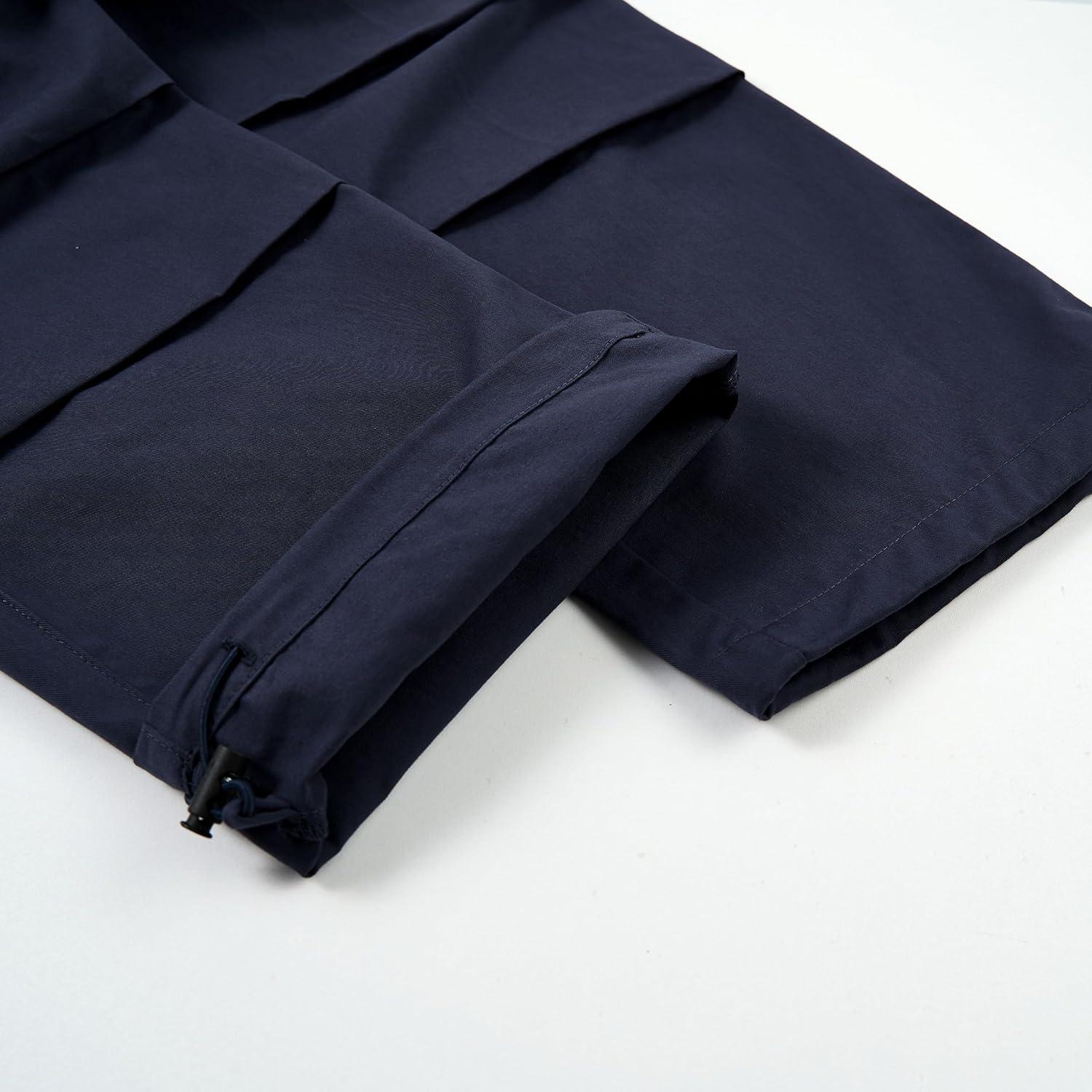 imageRolanko Boys Baggy Cargo Pants with Pockets Loose Hiking Pants Elastic Cargo Jogger Trousers for Outdoor Casual School 615YNavy