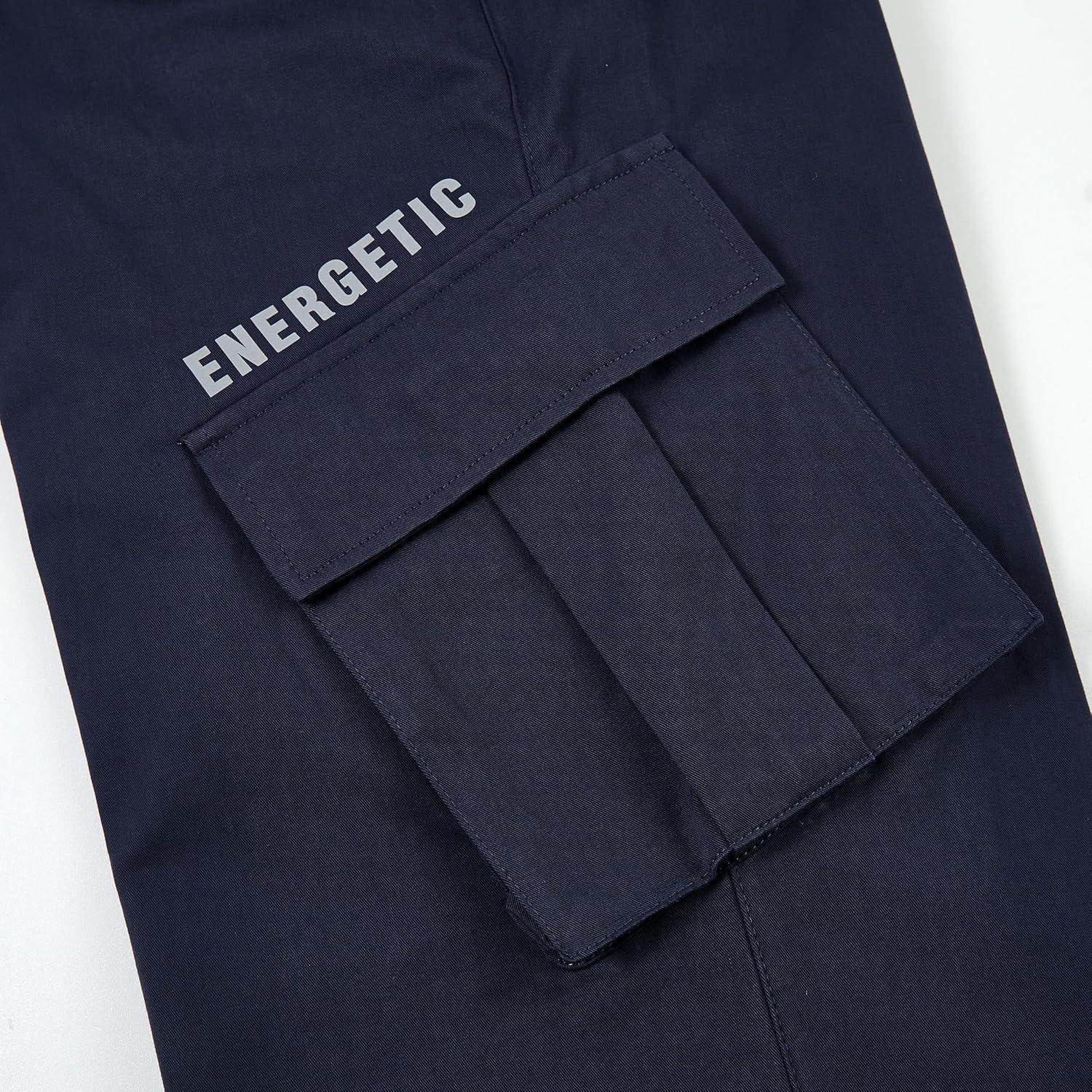 imageRolanko Boys Baggy Cargo Pants with Pockets Loose Hiking Pants Elastic Cargo Jogger Trousers for Outdoor Casual School 615YNavy