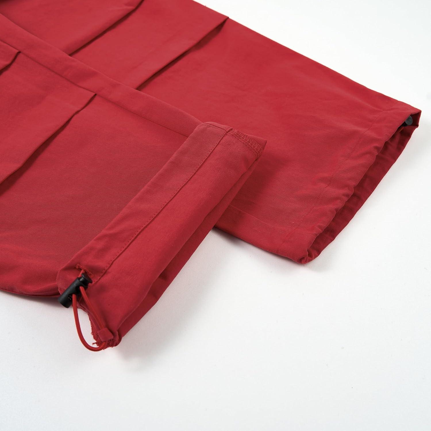 imageRolanko Boys Baggy Cargo Pants with Pockets Loose Hiking Pants Elastic Cargo Jogger Trousers for Outdoor Casual School 615YRed