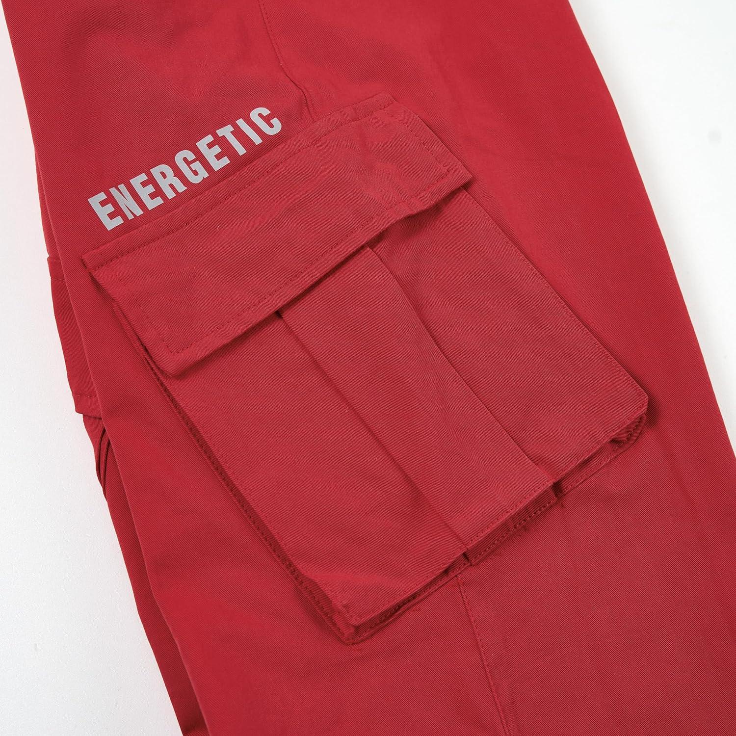 imageRolanko Boys Baggy Cargo Pants with Pockets Loose Hiking Pants Elastic Cargo Jogger Trousers for Outdoor Casual School 615YRed