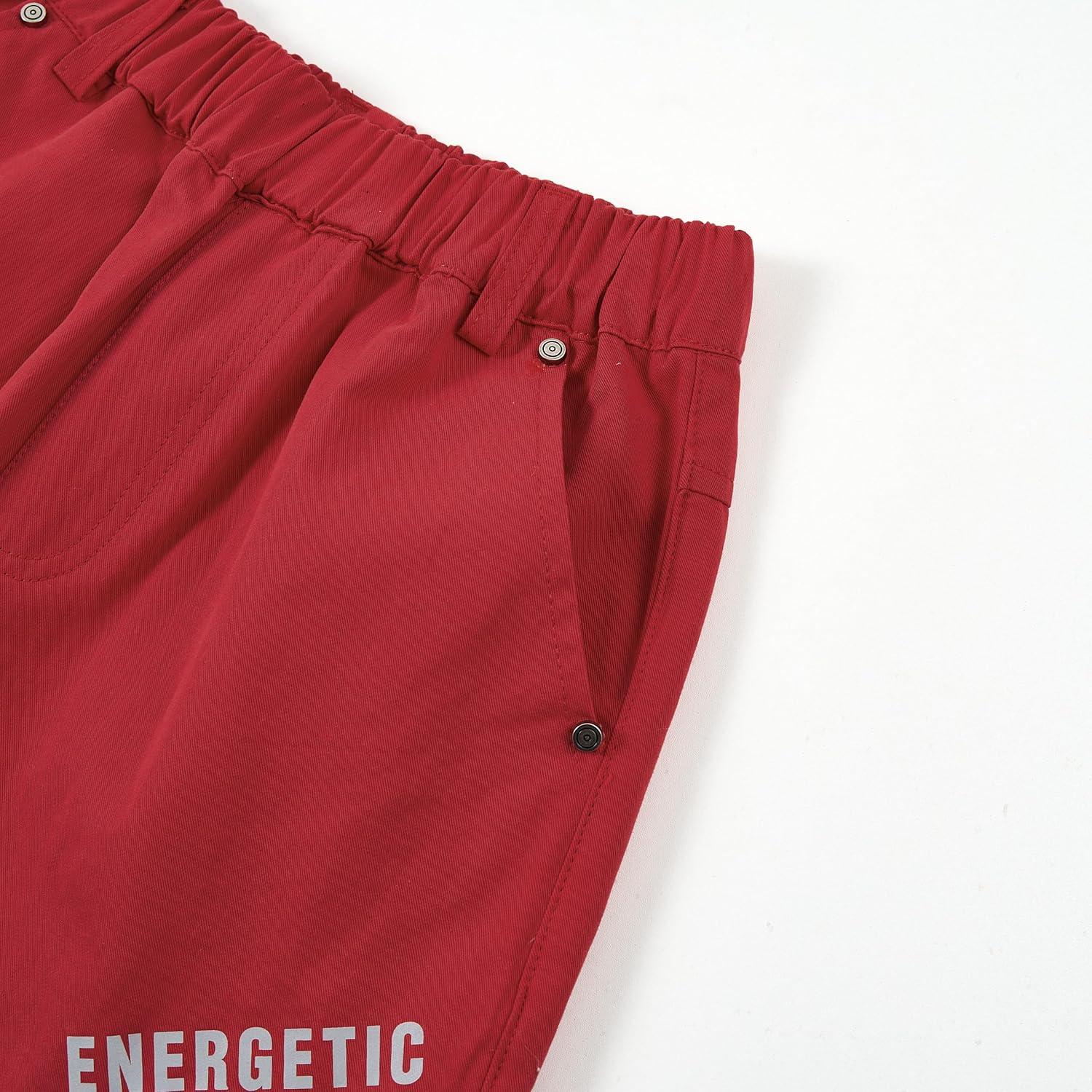 imageRolanko Boys Baggy Cargo Pants with Pockets Loose Hiking Pants Elastic Cargo Jogger Trousers for Outdoor Casual School 615YRed