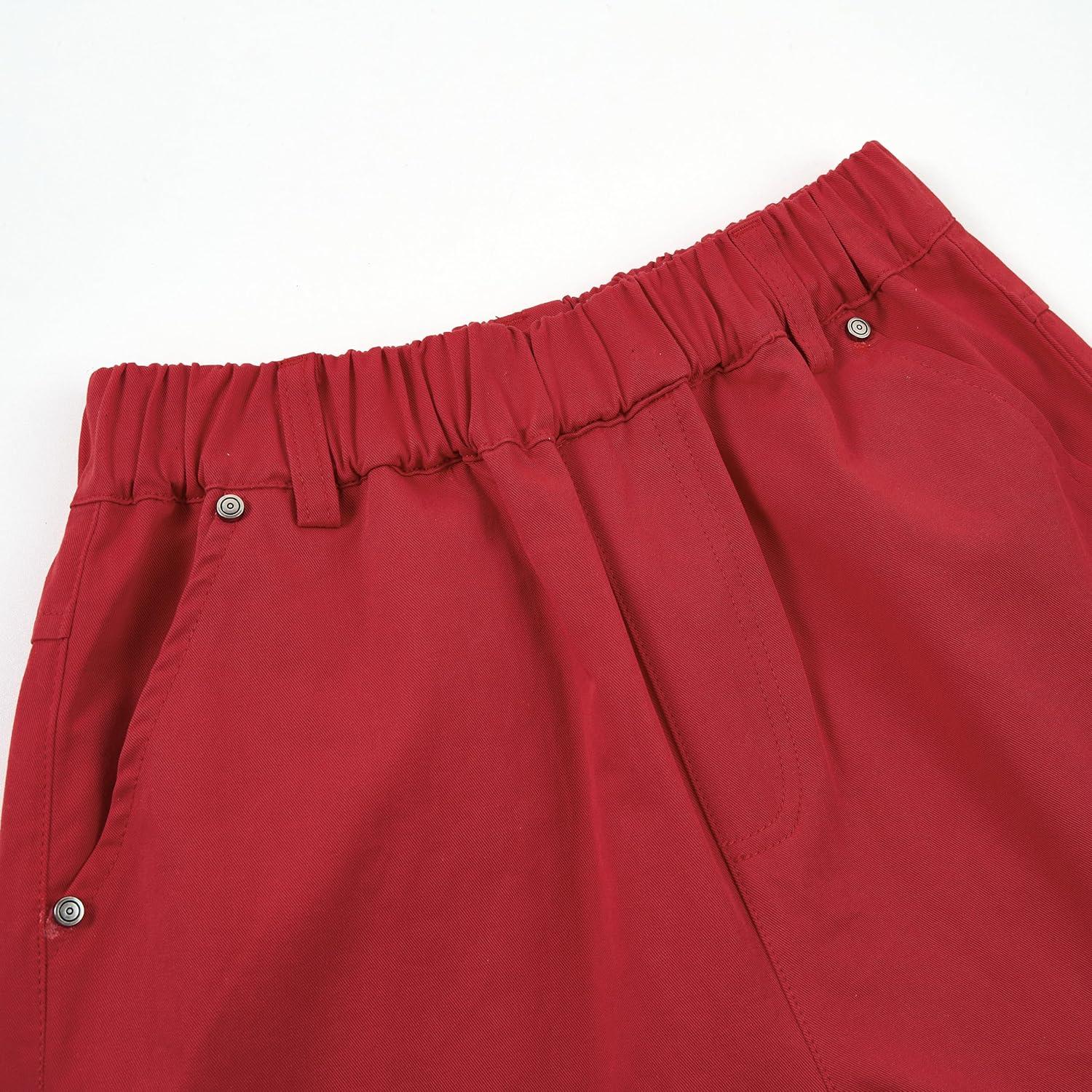 imageRolanko Boys Baggy Cargo Pants with Pockets Loose Hiking Pants Elastic Cargo Jogger Trousers for Outdoor Casual School 615YRed