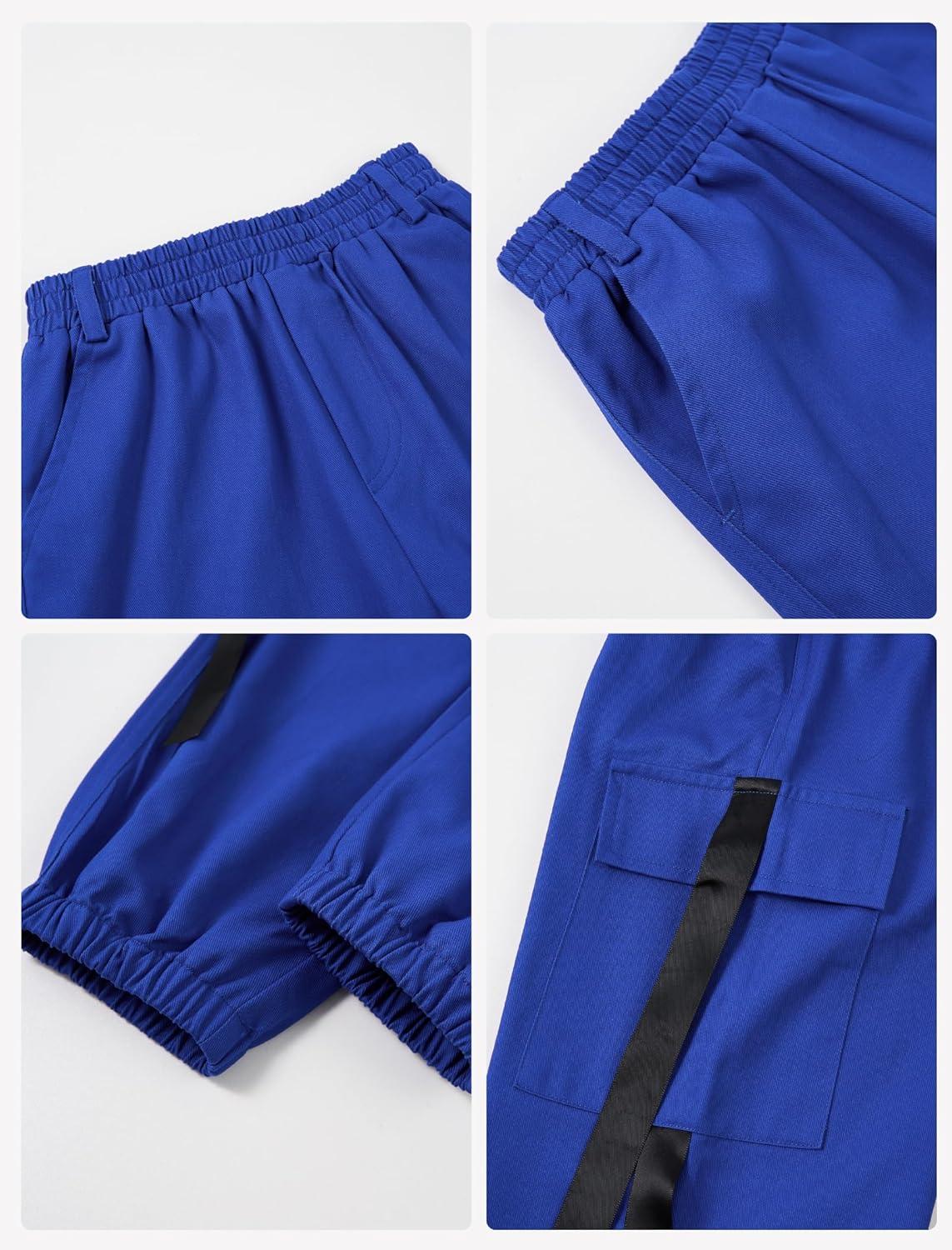 imageRolanko Girls Cargo Pants for Kids Loose Streetwear Hip Hop Dance Cotton Cargo Jogger Pants for Kids 415 YearsRoyalblue