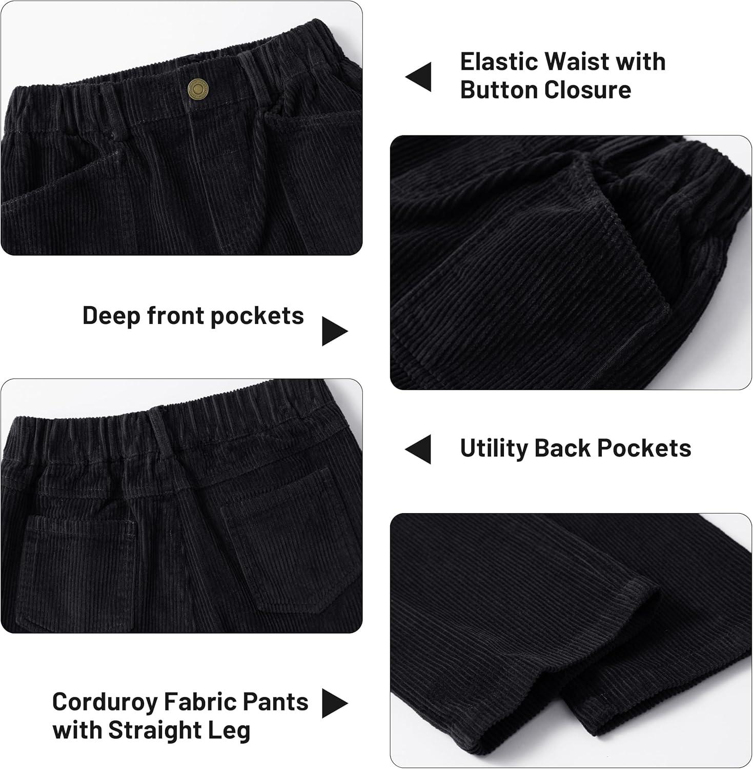 imageRolanko Girls Wide Leg Corduroy Pants High Waist Trousers Vintage Kids Pants Streetwear Casual 412 YearsBblack