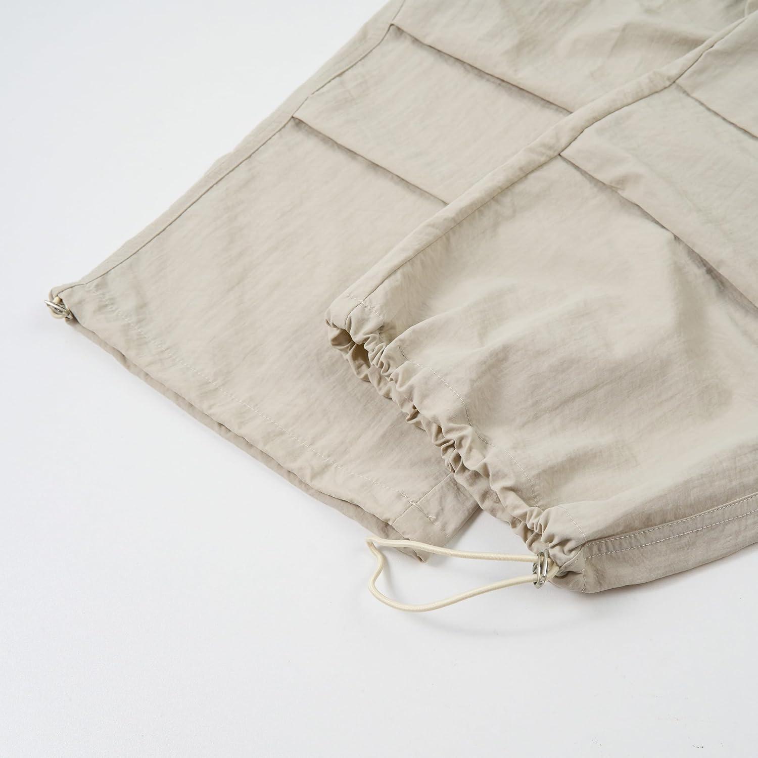 imageRolanko Parachute Pants for Girls Y2K Cargo Trousers with Pockets Harajuku Jogger Pants Kids 414 YearsGreygreen