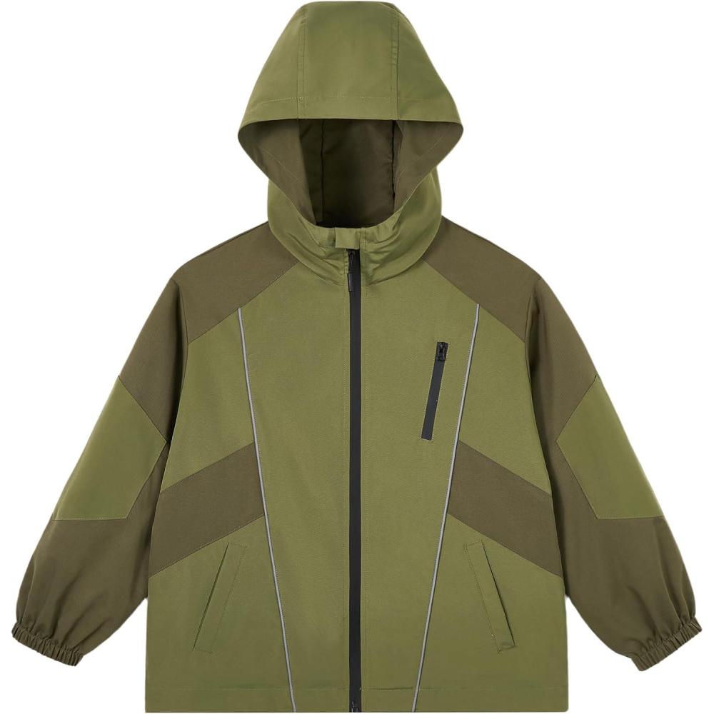 imageRolanko Boys Rain Jacket Waterproof Lightweight Windbreaker Raincoat Kids Hooded Lined Outerwear for Hiking OutdoorDeepgreen