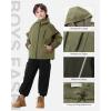 imageRolanko Boys Rain Jacket Waterproof Lightweight Windbreaker Raincoat Kids Hooded Lined Outerwear for Hiking OutdoorDeepgreen