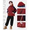 imageRolanko Boys Rain Jacket Waterproof Lightweight Windbreaker Raincoat Kids Hooded Lined Outerwear for Hiking OutdoorMaroon