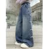 imageRolanko Girls Baggy Jeans Distressed Denim Pants Elastic Waist Wide Leg Jeans for Girls Kids Loose Fit 414 YearsRibbonbow