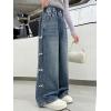 imageRolanko Girls Baggy Jeans Distressed Denim Pants Elastic Waist Wide Leg Jeans for Girls Kids Loose Fit 414 YearsRibbonbow