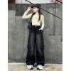 imageRolanko Girls Cargo Pants Baggy Y2K Cargo Trousers Jeans Wide Leg Pants with Multi Pockets 415 YearsBlackkneeruffles