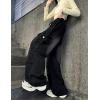 imageRolanko Girls Cargo Pants Baggy Y2K Cargo Trousers Jeans Wide Leg Pants with Multi Pockets 415 YearsBlackkneeruffles