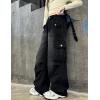 imageRolanko Girls Cargo Pants Baggy Y2K Cargo Trousers Jeans Wide Leg Pants with Multi Pockets 415 YearsBlackkneeruffles