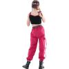 imageRolanko Girls Cargo Pants for Kids Loose Streetwear Hip Hop Dance Cotton Cargo Jogger Pants for Kids 415 YearsNrose
