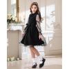 imageRolanko Girls Contrast Mesh Dress with Belt Puff Long Sleeve ALine Polka Dot Tulle Party DressesBlack