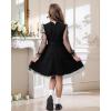 imageRolanko Girls Contrast Mesh Dress with Belt Puff Long Sleeve ALine Polka Dot Tulle Party DressesBlack