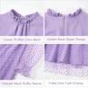 imageRolanko Girls Contrast Mesh Dress with Belt Puff Long Sleeve ALine Polka Dot Tulle Party DressesPurple