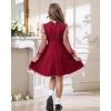 imageRolanko Girls Contrast Mesh Dress with Belt Puff Long Sleeve ALine Polka Dot Tulle Party DressesRed