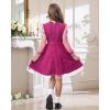 imageRolanko Girls Contrast Mesh Dress with Belt Puff Long Sleeve ALine Polka Dot Tulle Party DressesRose