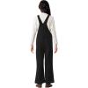 imageRolanko Girls Corduroy Overalls Adjustable Straps Jumpsuits with Pockets Vintage Wide leg Bib Pants for KidsBlack