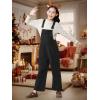 imageRolanko Girls Corduroy Overalls Adjustable Straps Jumpsuits with Pockets Vintage Wide leg Bib Pants for KidsBlack