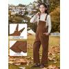 imageRolanko Girls Corduroy Overalls Adjustable Straps Jumpsuits with Pockets Vintage Wide leg Bib Pants for KidsBrown