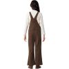 imageRolanko Girls Corduroy Overalls Adjustable Straps Jumpsuits with Pockets Vintage Wide leg Bib Pants for KidsCoffee