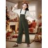 imageRolanko Girls Corduroy Overalls Adjustable Straps Jumpsuits with Pockets Vintage Wide leg Bib Pants for KidsOlivegreen