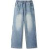 imageRolanko Girls Jeans Denim Elastic Wasit Wide Leg Baggy Pants Kids Clothes 414 YearsBackpocketheart