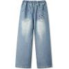 imageRolanko Girls Jeans Denim Elastic Wasit Wide Leg Baggy Pants Kids Clothes 414 YearsBackpocketheart