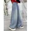imageRolanko Girls Jeans Denim Elastic Wasit Wide Leg Baggy Pants Kids Clothes 414 YearsBackpocketheart