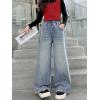 imageRolanko Girls Jeans Denim Elastic Wasit Wide Leg Baggy Pants Kids Clothes 414 YearsBackpocketheart