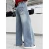 imageRolanko Girls Jeans Denim Elastic Wasit Wide Leg Baggy Pants Kids Clothes 414 YearsBackpocketheart