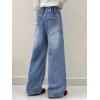 imageRolanko Girls Jeans Denim Elastic Wasit Wide Leg Baggy Pants Kids Clothes 414 YearsSidepearls