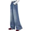 imageRolanko Girls Jeans Denim Elastic Wasit Wide Leg Baggy Pants Kids Clothes 414 YearsSidepearls