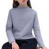 imageRolanko Girls Turtleneck Long Sleeve Shirt 2 Pack Mock Neck Tops Warm Pullover Thermal Shirts Fall Winter Base Layer TShirtsBlackhazeblue