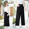 imageRolanko Girls Wide Leg Corduroy Pants High Waist Trousers Vintage Kids Pants Streetwear Casual 412 YearsBblack